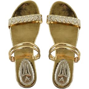OYOANGLE Women's Metallic Rhinestone Flat Sandals Slip on Open Toe Stylish Comfortable Slides Sandals
