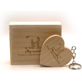 Heart USB box with The design My Wedding 3.0 flash drive 64GB Wooden USB Drive Super-Speed Thumb Drive Jump Drive Wooden Box Ideal for Your Wedding photography/vodeo