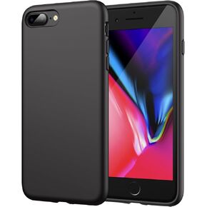 حافظة JETech من السيليكون لهاتف iPhone 7 Plus، iPhone 8 Plus، 5.5 بوصة، حافظة حماية لكامل الجسم ذات ملمس حريري ناعم، غطاء مقاوم للصدمات مع بطانة من الألياف الدقيقة (أسود)