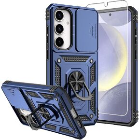 for Galaxy S24 Plus Case,Samsung Galaxy S24 Plus Case,with Screen Protectors and Camera Cover,[Military Grade] 16ft.Drop Tested Cover with Magnetic Kickstand Protective Case for S24 Plus, Black