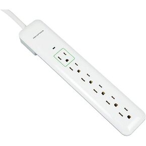 Monoprice 109198 6 Outlet Slim Surge Protector Power Strip - White - 3ft Cord | UL Rated 540 Joules With Power/Circuit Breaker Switch