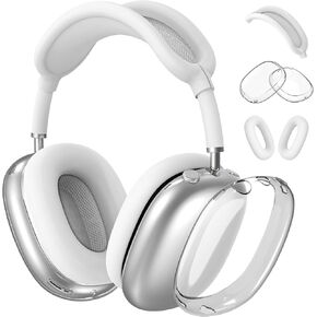 ULAK Case for AirPods Max Headphones, 3in1 Clear TPU Ear Cup Covers/Silicone Ear Pad Case/Headband Cover for AirPods Max, Anti Scratch Transparent Protective Accessories for Apple AirPods Max, White