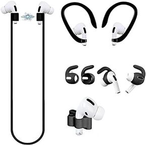 4 in 1 Anti-Lost Accessories for Airpods Pro, Airpods Pro Strap Magnetic Cord, Ear Hooks and Covers Compatible with Airpod Pro, Watch Band Holder, White