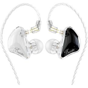 شاشات BASN داخل الأذن، Bmaster Triple Driver HiFi عازلة للضوضاء مع صوت جهير محسن للموسيقيين وتسجيل المسرح/الصوت (PRO أبيض/أسود)