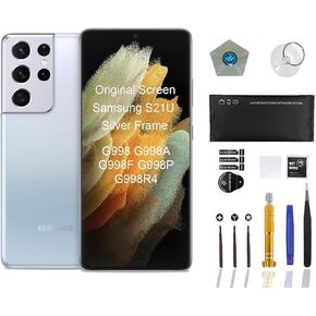Original OEM Pull Screen for Samsung Galaxy S21 Ultra 6.8" LCD Touch Assembly 5G SM-G998 G998A G998F G998P G998R4 T U V W Toolkit(Phantom Silver Frame)