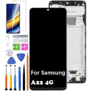 for Samsung A22 4G Screen Replacement with Frame INCELL for Samsung A225F A225F/DS A225M A225M/DS LCD Display Touch Digitizer Assembly with Repair Part Tools (Not for A22 5G/A226)