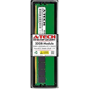 A-Tech 32GB RAM Replacement for CT32G48C40U5 | DDR5 4800MHz PC5-38400 CL40 UDIMM 2Rx8 1.1V Non-ECC DIMM 288-Pin Desktop Memory Module