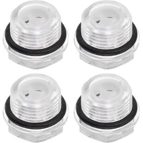 4pcs Air Compressor Oil Sight Glass G3/8 Male Liquid Level Gauge Plastic Hex Head Oil Indicator Window with O-Ring for Air Compressor Fittings Gearbox Tanks, Transparent