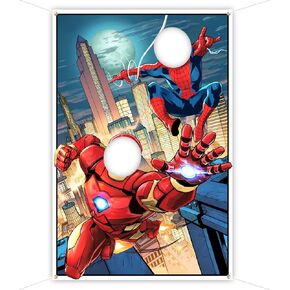 Comic Superhero Backdrop 3.3 x 5 ft, Super Hero Face Cutout Photo Props, Cityscape Comic Book Photography Background, Superhero Birthday Party Decoration Kids Photo Booth Props