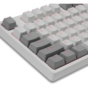 Happy Balls Keycaps Backlit PBT Cherry MX Keycap Set Doubleshot OEM Profile Translucent for US Layout 61 87 104 108 MX Switches Mechanical Keyboard (Gray White)