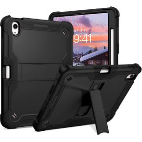 BENTOBEN for iPad Air 11 Inch Case M2 2024,iPad Air 6th Gen Case with Kickstand, iPad Air 5th(2022)/4th(2020) Gen Case with Pencil Holder, 3 in 1 Heavy Duty Shockproof Protective Tablet Cover,Black