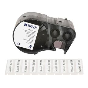 Brady Authentic (M5-112-492) FreezerBondz™ Ultra-Thin Cryogenic Polyester Labels 0.375"H x 1.25"W Black on White, 360 Labels. for use with The BMP51 and M511 Label Printers