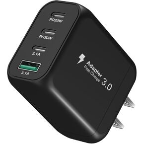 شاحن حائط USB C، 40 وات 4 منافذ USB C شحن سريع مع منفذ مزدوج PD + QC مقبس حائط متعدد المنافذ محول طاقة من النوع C صندوق كتلة لهاتف iPhone 15/14/13/12/11/Pro Max/XS/XR/8/7 ، آيباد، تابلت، سامسونج