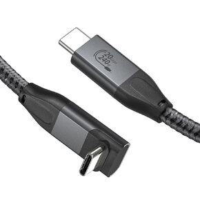 كابل XAOSUN USB C إلى USB C، كابل USB C 90 درجة 3.2 كابل نقل بيانات 20 جيجابت في الثانية كابل شاشة فيديو 4K زاوية قائمة 240 وات شحن سريع لجهاز MacBook iPad ROG Ally Samsung iPad 3.3 قدم