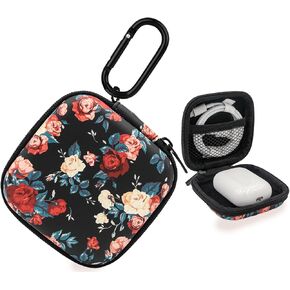 Earbud Case,Headphone Organizer Earbud Storage Bag, Hard EVA Shockproof Cover Carrying Case with Carabiner Clip Compatible with AirPods Pro 2nd /3/2/1 Bose Galaxy Buds (Cow)