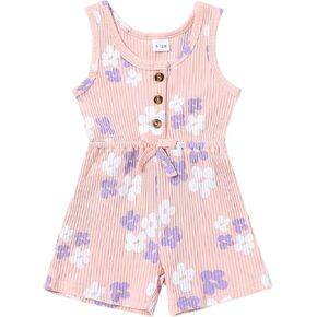 TheFound Infant Baby Girl Summer Clothes Flower Print Jumpsuit Toddler Girl Rompers 6 12 18 24 Months 2T 3T 4T