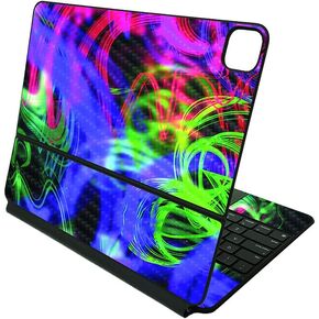 MightySkins Carbon Fiber Skin Compatible with Apple Magic Keyboard for iPad Pro 12.9" (3rd-6th Generation) - Light Waves | Protective, Durable Textured Carbon Fiber Finish | Made in The USA