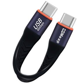 كابل USB C قصير من COMeap، 40 جيجابت في الثانية USB4 4 بوصة يدعم شحن سريع 100 وات PD، شاشة 8K، واجهة Thunderbolt 4/3، USB C مسطح إلى USB C لسطح البخار، ROG Ally، الكمبيوتر المحمول، الكمبيوتر اللوحي، الهاتف