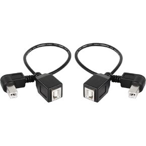 SinLoon USB 2.0 Type-B Printer Cable, (2-PACK) USB 2.0 B Female to Left angle+Right angle B male printer Short Extension cable,for Printer, Scanner, Mobile HDD and More (L-R)
