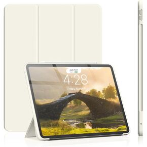 Aoub Case for iPad Pro 11 Inch Case (M4) 2024 5th Generation, Protective Cover with Soft Smooth TPU Back, Auto Wake/Sleep, Supports Pencil Pro & Pencil USB-C Charging - Cream White
