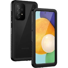 Lanhiem Samsung Galaxy A52 5G Case, IP68 Waterproof Dustproof Shockproof Case with Built-in Screen Protector, Full Body Heavy Duty Protective Cover for Samsung A52 / A52s, Black