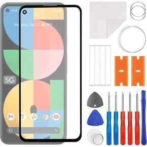 Front Screen Glass Outer Panel Lens Replacement +OCA Compatible with Google Pixel 5a 5G (No LCD Screen and Touch Digitizer) with Repair Kit