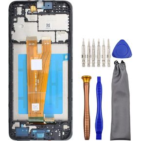 Complete Screen LCD Digitizer Touch Assembly Replacement for Samsung Galaxy A04 SM-A045F with Tool Kit and Screen Frame Installed Black 6.5"