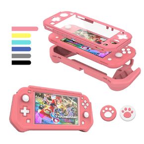 Switch Lite Case Protective Case for Nintendo Switch Lite,Compatible with Nintendo Switch Lite Screen Protector Cover Hand Grip Case with Detachable TPU+Built-in PC Screen+2 Thumb Grip Caps,Blue Green