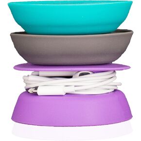Tangle-Free Earphone/Earbud Case, Compact Storage System, Silicone (Teal/Gray/Purple, Set of 3)