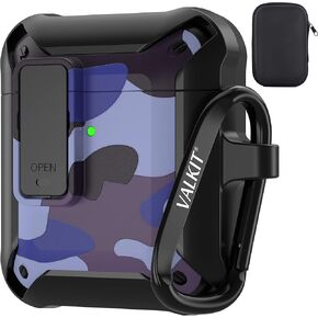 Valkit for Airpods Case Cover for Men with Lock, Military Armor Series Full-Body Air Pod Case with Keychain Cool Apple AirPods Shockproof Protective Case for AirPod 2 & 1