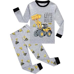 Little Boys Pajamas 2 Pieces Long Set 100% Cotton Sleepwear Kids Excavator Pjs Toddler Winter Clothes Jammies Size 2-7T