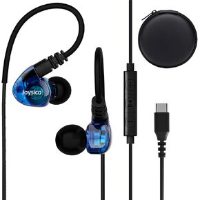 USB C Headphones Wired Type C Earbuds w Microphone, Controls and Over Ear Hook, Sport Running in-Ear Earphones for iPhone 15, 15 Pro Max, iPad, Samsung Galaxy, Google Pixel and Other Android Phones