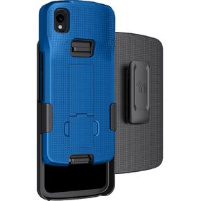 Case with Clip for Zebra TC22 TC27 Mobile Computer Scanner, Nakedcellphone Slim Hard Shell Cover with Kickstand and [Rotating/Ratchet] Belt Hip Holster Holder Combo - Black