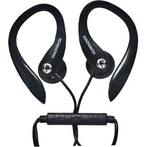 Magnavox MHP4854-BK Earhook Earbuds with Microphone in Black | Available in Black & White | Earbuds Earhook with Microphone | Extra Value Comfort Stereo Earbuds | Durable Rubberized Cable |