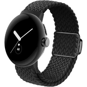 BlackPro Braided Bands Compatible with Google Pixel Watch 2/Pixel Watch Band, Adjustable Stretchy Nylon Watch Bands,Sport Strap for Pixel Watch 1 & 2 with Upgraded Built-in Magnet Closure for Men Women