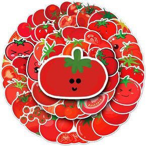 50 Packs Tomato Stickers Water Bottles Laptop Phone Computer Guitar Skateboard Hydroflasks Tomato Vinyl Sticker Waterproof Aesthetic Trendy Decals for Kids Teens Girls Adults