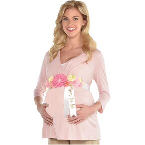 Elegant Multicolor Floral Mom To Be Fabric Baby Bump Sash - 49" (1 Pc.) - Perfect Baby Shower Accessory