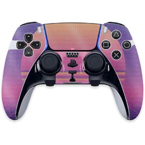 MightySkins Glossy Glitter Skin Compatible with PS5 DualSense Edge Controller - Synthwave Sunset | Protective, Durable High-Gloss Glitter Finish | Easy to Apply | Made in The USA