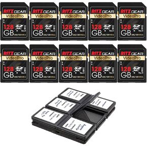 بطاقة ذاكرة Ritz Gear Extreme Performance Video Pro 128GB 4K 8K Ultra HD SDXC U3 V60 A1 10 عبوات (قراءة 265 ميجابايت/ثانية، كتابة 120 ميجابايت/ثانية) in Kuwait