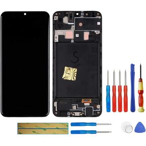 LCD Display Compatible with Samsung Galaxy A20 SM-A205F/DS, SM-A205FN/DS SM-A205U (Black with Frame) LCD Touch Screen Digitizer + Tools