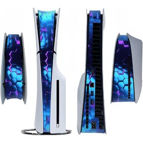 Side Sticker for PS5 Slim Disc Console Centre Skin Custom Console Skin Decal Vinyl Decal (Blue)