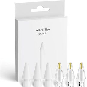 Upgraded Replacement Tips for Apple Pencil, Mix transparent metal Tips for Apple Pencil 2nd Generation/ 1st Gen/USB C Apple Pen Tips(6Pack)