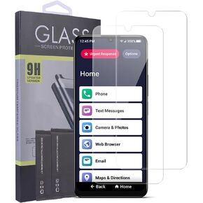 Nakedcellphone 2x Tempered Glass for Jitterbug Smart4 / TCL 40XL, 9H Hard Clear Screen Protector Guard [Scratch/Crack Saver] for Lively Smart 4 Phone for Seniors (2023, T608G)