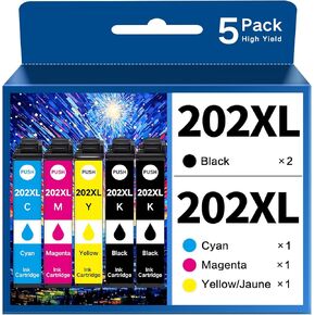 Epson 202XL Ink Cartridges - Remanufactured Replacement for Epson 202 XL, Multipack for Epson WF-2860 & XP-5100 - Black, Cyan, Magenta, Yellow