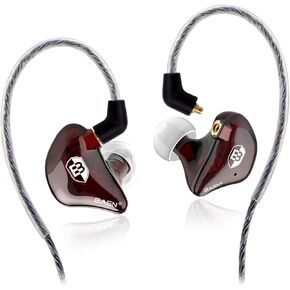 BASN High-Definition in Ear Monitor Headphones for Musicians with Detachable MMCX Earbuds; Dual Dynamic Drivers and Noise-Isolating (Blue)