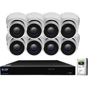 GW Security 8 Channel Smart AI PoE NVR Ultra-HD 4K (3840x2160) Security Camera System with 8 x 4K (8MP) 2160P Face Recognition/Human/Vehicle Detection Waterproof Microphone IP Dome Camera
