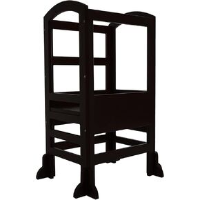 SDADI LT02B Kids Kitchen Adjustable Height Toddlers Children Learning Step Stool Tower with 4 Changeable Heights for Kitchen and Bathroom, Black