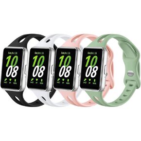4 Pack Slim Bands Compatible with Samsung Galaxy Fit 3 Band for Women Men, Soft Silicone Sport Strap Replacement Wristbands for Samsung Galaxy Fit 3 Smartwatch Band
