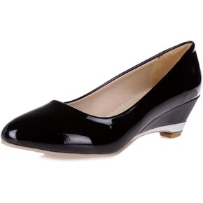 Women Slip-on Pumps Elegant Wedge Heel Dress Shoes