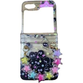for Samsung Galaxy Z Flip 5 Case,Cute Cartoon Japan Anime Funny dustbunny Design Phone Cover with Wrist Star Chain Gift for Girls Boys